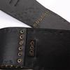PU Leather Female Waist Belt with Irregular Buckle Rivets Decors PU Waist Belt Hollowed out Waistband for Coat Shirt