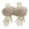 1 Pair Faux Fur Wrist Warmers Fluffy Women Plush Sleeve Cuffs Windproof Thermal Accessory for Jackets Sweaters