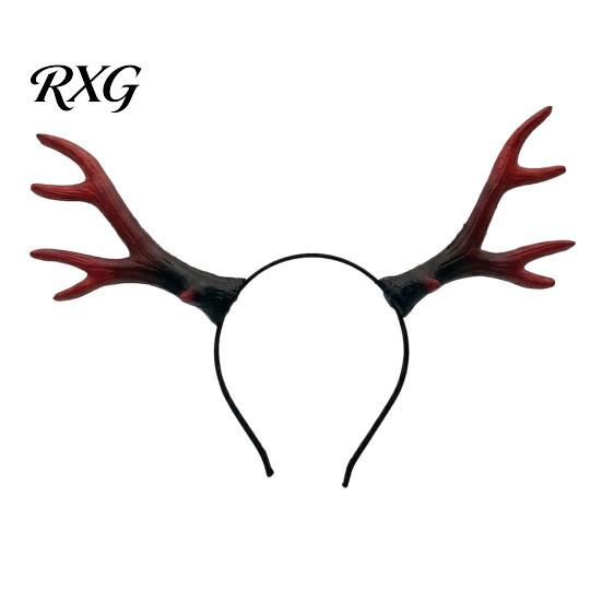 Fascia Retro Ruggine con Corna di Cervo per Capelli, Fascia Halloween con Corna di Cervo, Costume Cosplay Realistico da Foresta, Fascia Gotica da Fata Elastica per Donne