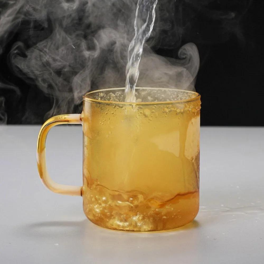 Colored Borosilicate Glass Coffee Cup Amber  Blue Green Pink Tea Mug Milk Water Breakfast Cup with Handle 350ml  for Home Cafe