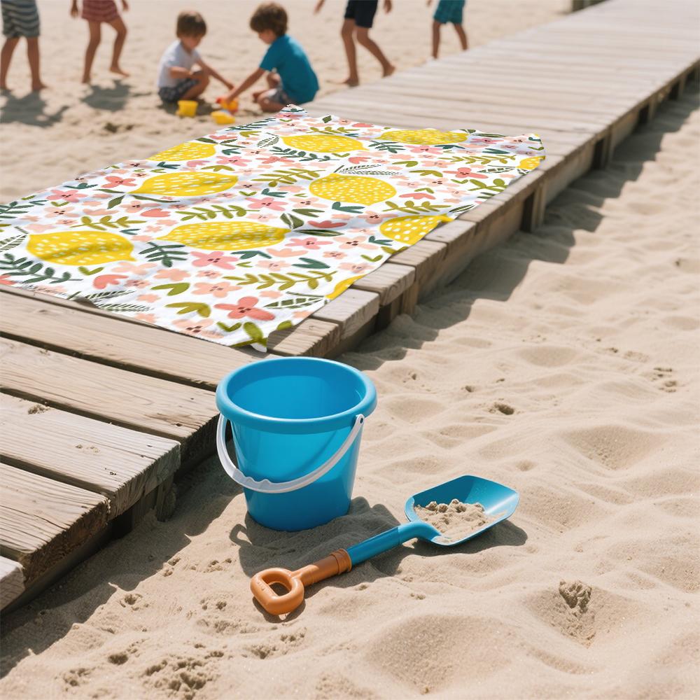 Zitronenblüte Übergroßes Mikrofaser-Strandtuch Sandfest Schnelltrocknend, Saugfähig für Schwimmbad Reisen Camping