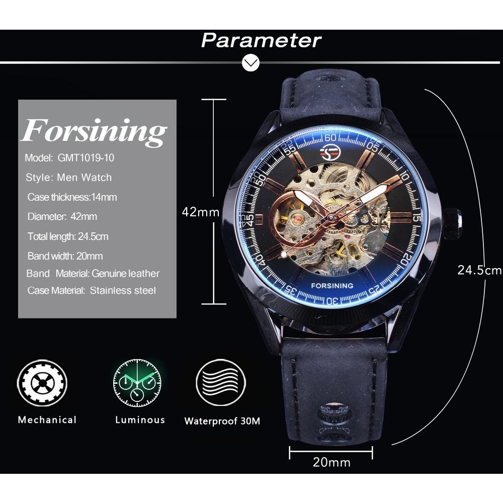 Forsining Stil Herrenmode Casual Hohl Mechanische Bewegung Wasserdicht Automatische Mechanische Uhr GMT1019-10-A