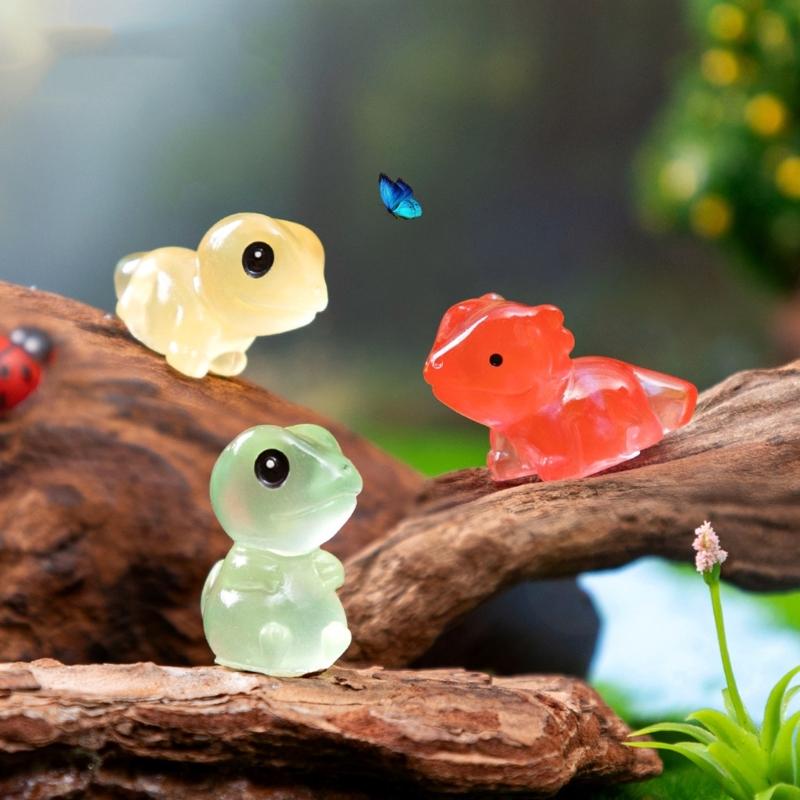 4Pcs Glowing In Dark Reptile Figurines Decoration Handmade Resins Craft For Bedroom Shelf Desk DIY Collection Ornaments