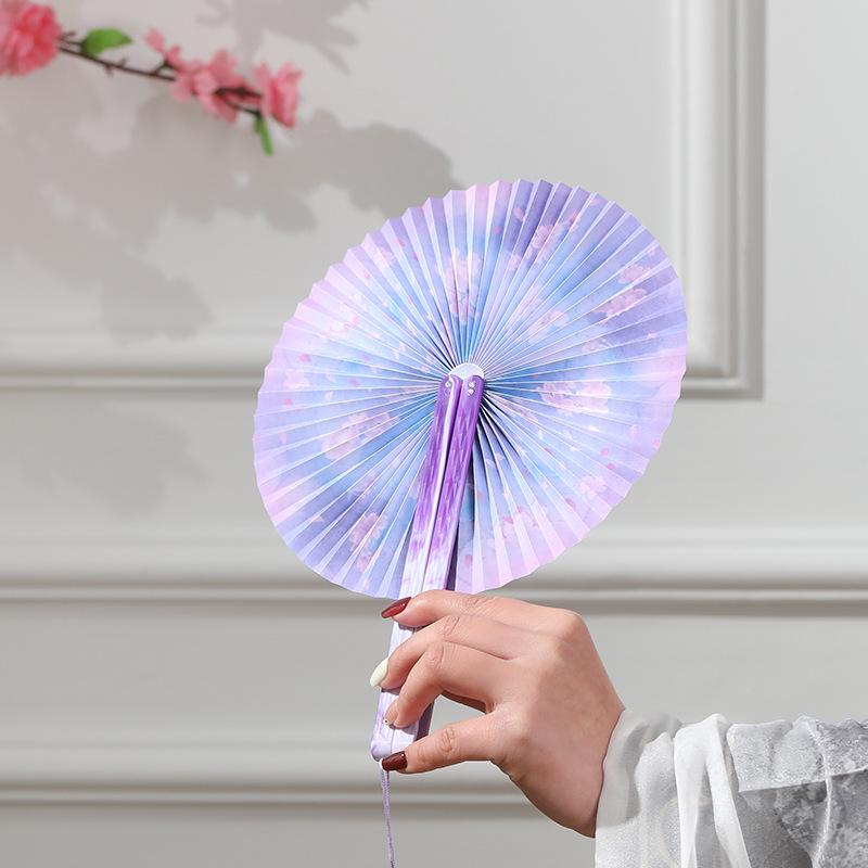 Chinese Style Portable Tassel Round Fan - Classical Hanfu Cheongsam Accessory for Women