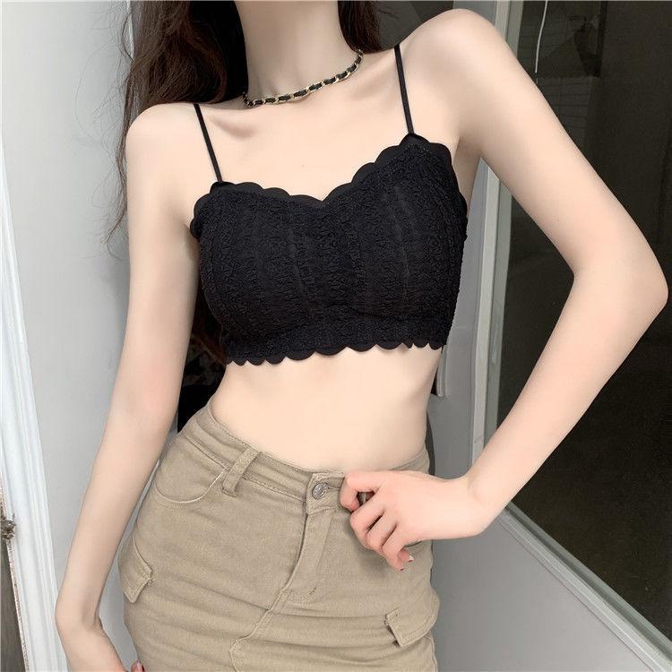 

Летний кружевной жилет-камисоль для женщин с подкладками для груди Ice Silk Beauty Back нижнее белье для женщин без бретелек без стального кольца основа тонкий внутренний слой L чёрный