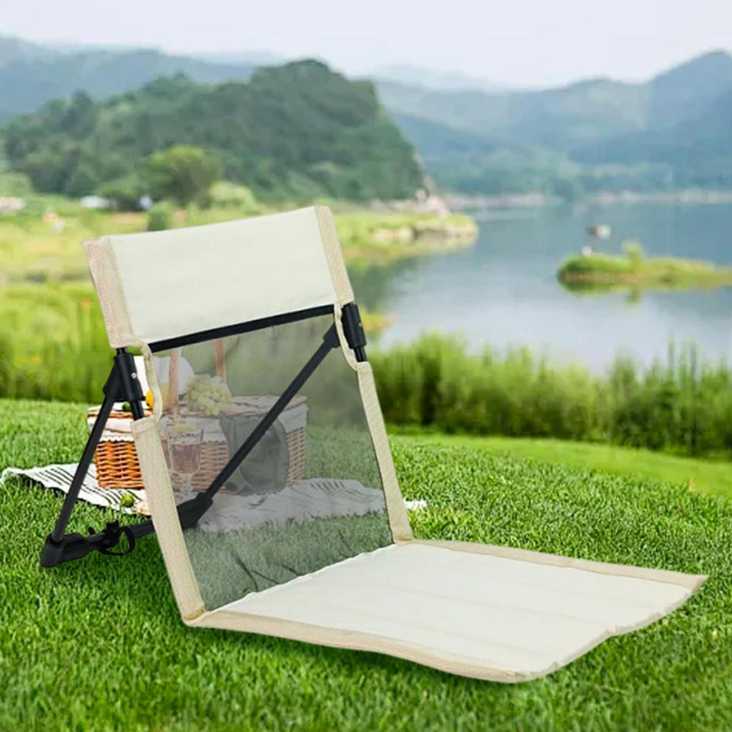 Outdoor Folding Chair Fishing Chair with Backrest Portable Floor Seat with Storage Bag Breathable Stool for RV Patio Hiking