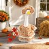 Decorative Goose Figurine with Floral Dress and Matching Hat Porch Garden Ornament for Indoor Outdoor Display