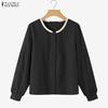 ZANZEA Women Casual Round Neck Solid Color Long Sleeve Blouse