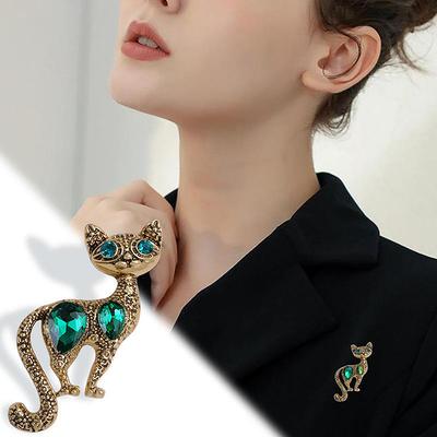 Broches chat vintage pour femmes, vêtements, manteaux, bijoux, accessoires de fête