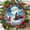Christmas Train Tin Metal Wall Sign Vintage Home Decor 8x8 Inch English Text Holiday Gift