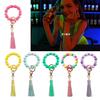 Fluorescent Silicone Beaded Keychain Car Keychain Holder Keys Ring with Tassel