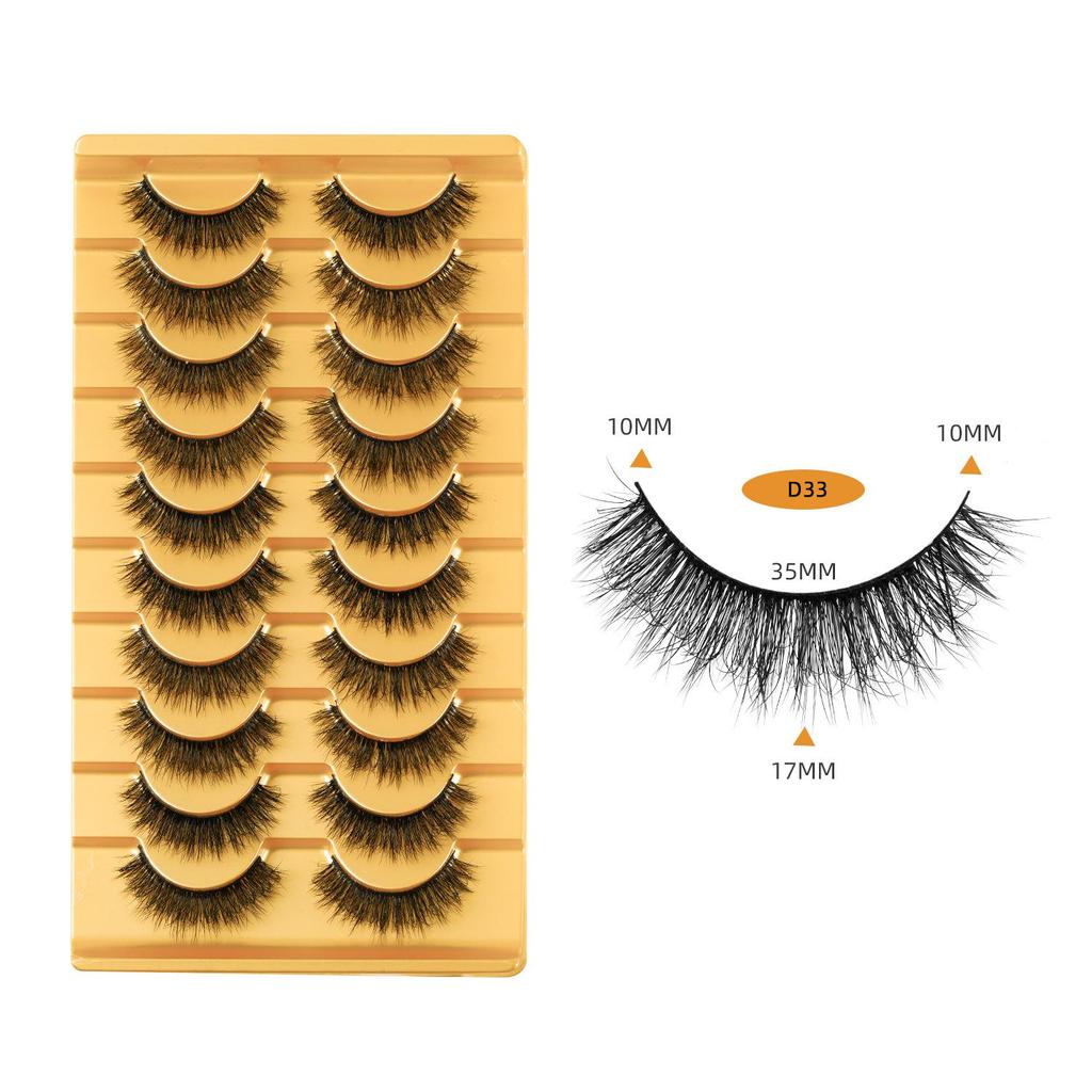 Five-Pair Set of Thick, Curly, 3D Fox-Eye Cat-Eye False Eyelashes