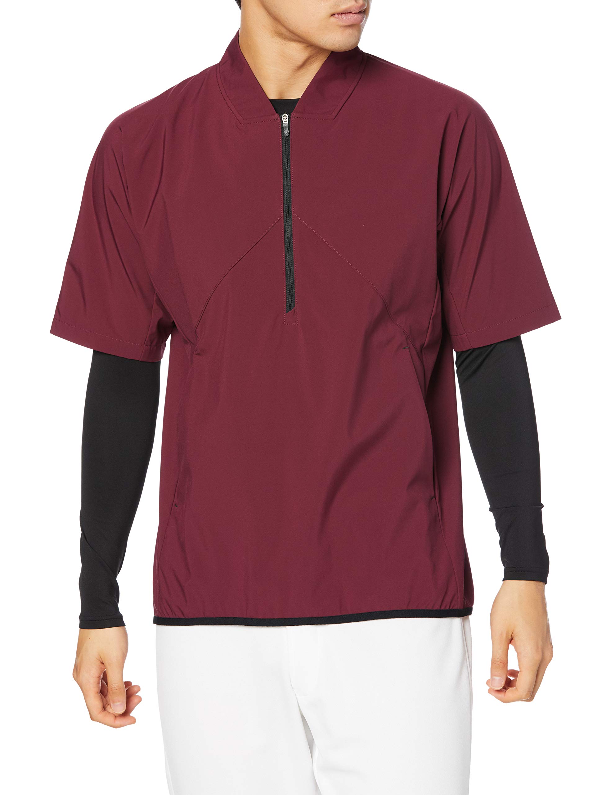 

SSK Короткий рукав Половина молнии Клееный Бордовый Япония XO2 к японскому размеру Мужская куртка, (Размер 22), (эквивалент 4л)