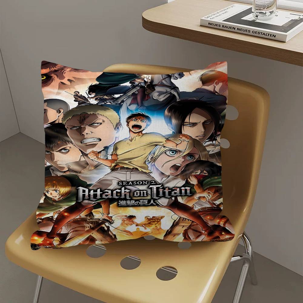 A-Attack On Titan Cushion Cover Car Throw Pillow Case For Sofa Car Christmas Gift 40X40Cm 45X45Cm