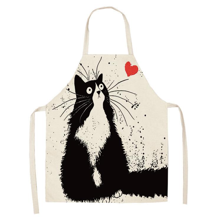 Cute Cartoon Animal Print Apron, Kawaii Cat & Owl Design, Kitchen Cooking Bib Multiple Sizes Available, Perfect for Baking Home