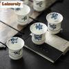 HOYIHM 1pc/lot Handwritten Blue And White Calligraphy Master Cup Jade Clay White Porcelain Tea Cup Smelling Fragrant Mug Teaset