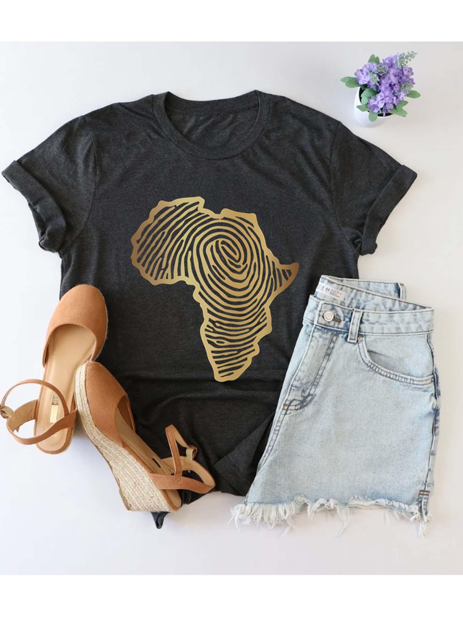 

Women s Pure - Cotton Black T - shirt: African Heritage Fingerprint Design 5XL різнокольоровий