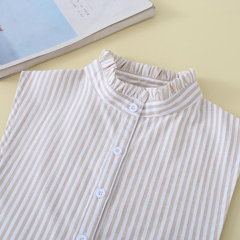 

Сезонный декоративный воротник-подделка, женский полосатый воротник рубашки, хлопковый воротник-подделка, весна и осень, универсальный профессиональный воротник-подделка