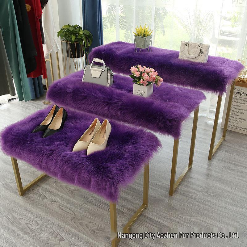 In-Stock White Faux Wool Plush Carpet Display Pad - Decorative Blanket & Desktop Feature