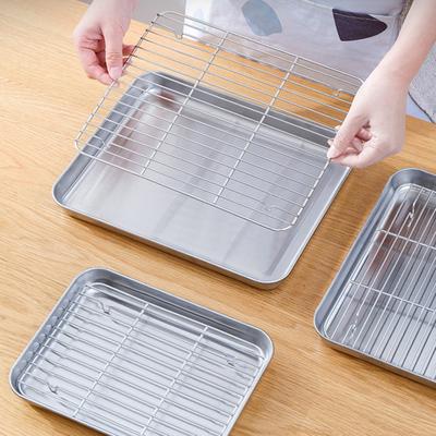 1 set multifunktionell ugn i rostfritt stål, bakplåt, grillställ, rostsäker, rostfri BBQ-serveringsfat med kylställ Utomhuscamping