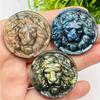 1pc Sculpture Decoration Natural Labradorite Lion Statue Eliminate Negative Energy And Stress Stone Ornament For Parents DIY