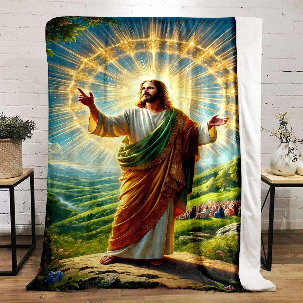 Jesus Segensszene Decke Gedruckte Decke für Wohnzimmer Bett Sofa Mittagspause Weiche Gemütliche Decke für Freundesfest Geschenk