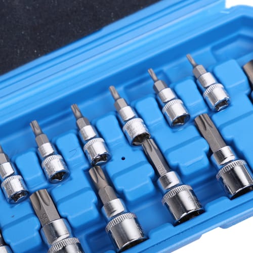 HFS (R) 13-Piece Torx Bit Socket Set, Star Shape, 6.35mm, 9.52mm, 12.7mm, for Storage Boxes, Cars, and Equipment