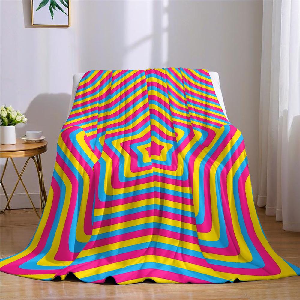 Colorful Star Flannel Blanket Warm Soft Halloween Christmas Couch Warm Cozy Decorative Decor Gift for All Season