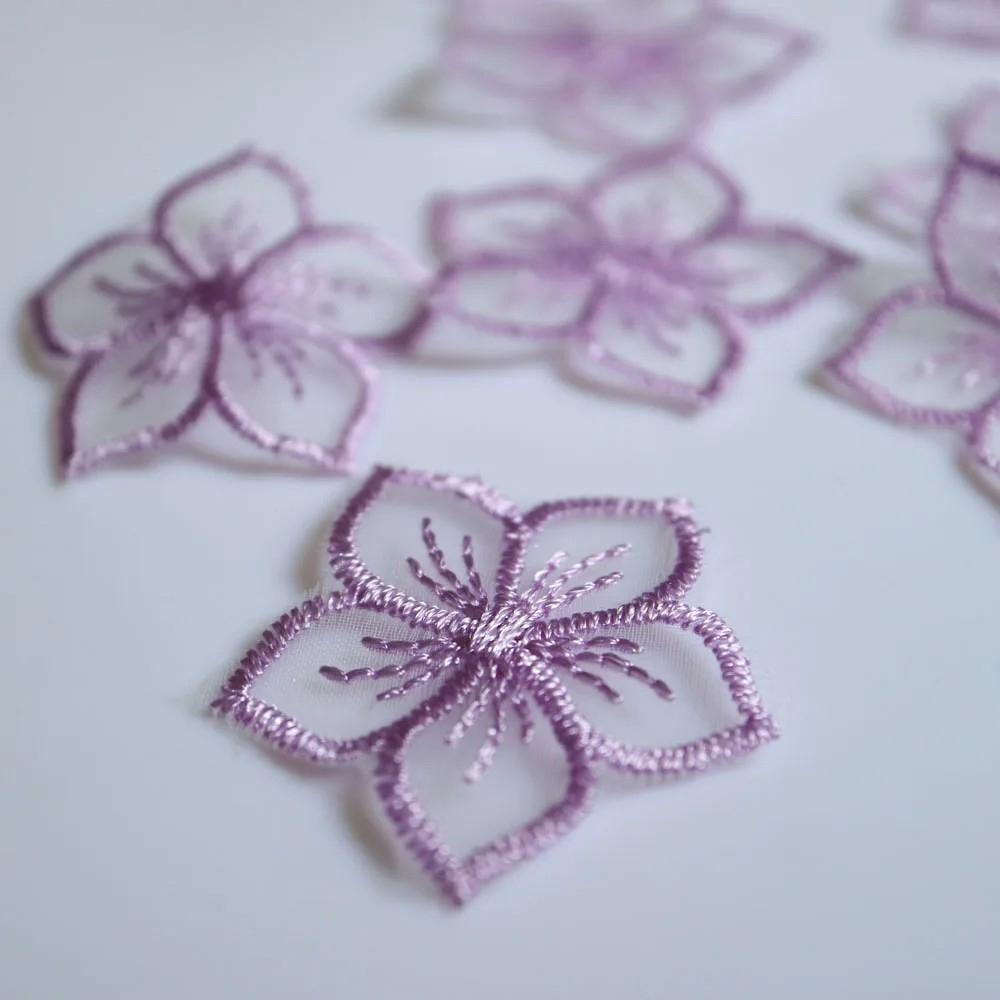 10Pcs Black White Lace Embroidered Flowers Patches Applique Patch Decoration