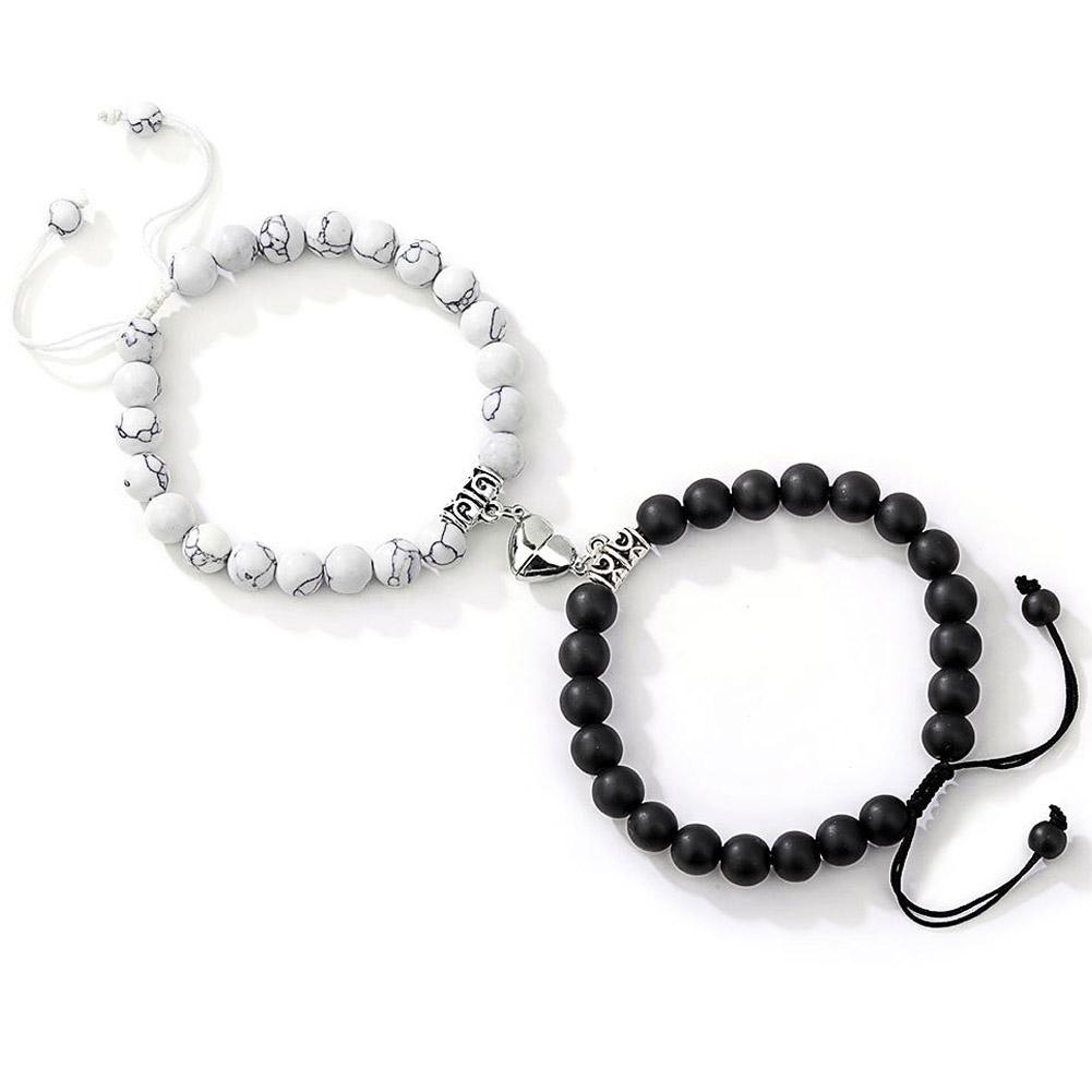 2Pcs Halloween Spider Bracelet For Women Men Magnetic Heart Couple Personality Bangles Lover Festive Jewelry Accessories Gifts