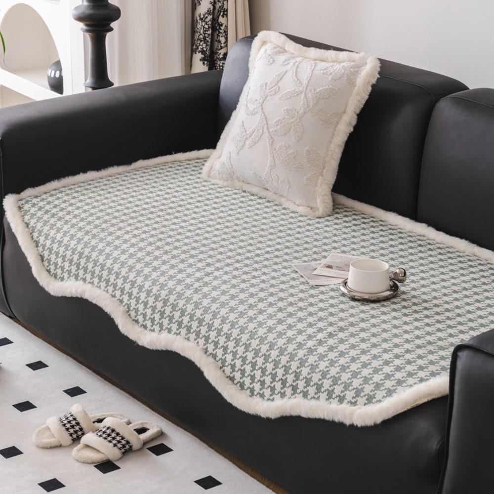Vintage Irregularity Houndstooth Sofa Covers Plush Sectional Couch Non Slip Sofa Slipcover Furniture Protec Cushion Carpet