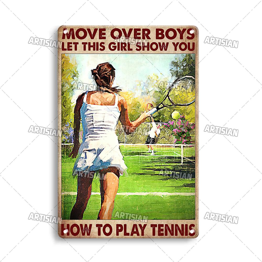 Mfoever Tin Sign Artisian SPORT Metal Sign Tennis Tin Poster Decorative Plate Badminton Cricket Pickleball Plaque Wall Decor Garage Bar Pub Club