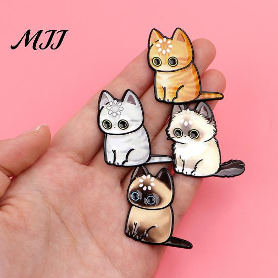 Cartoon Cat Jewelry Brooch Pin for Clothing, Enamel Kitten Alloy Badge Decorative Clothing Pin, Backpacks Hats Scarves Accessory, Gift Lovers Backpack