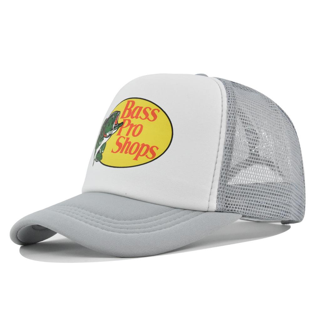 Klassische Logo Trucker-Kappe, Weiß & Hellblau Atmungsaktive Mesh-Baseballkappe, Verstellbarer Outdoor-Sonnenhut zum Angeln