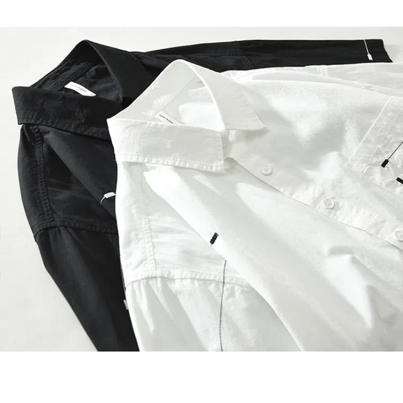 Summer Korean Fashion Mens Shirts Casual Pure Cotton Men's Short Sleeve Shirt Youth Streetwear Loose Tops Design Printed Shirt