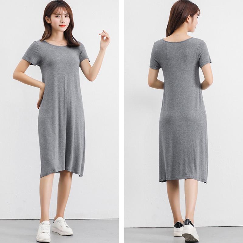 Plus Size Women's Summer Modal Short Sleeve Long T-shirt Casual Dress For Effortless Style
