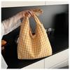 Vintage Single Shoulder Bag Large Capacity Women's Handbag Plaid Underarm Bags  Spring Summer
