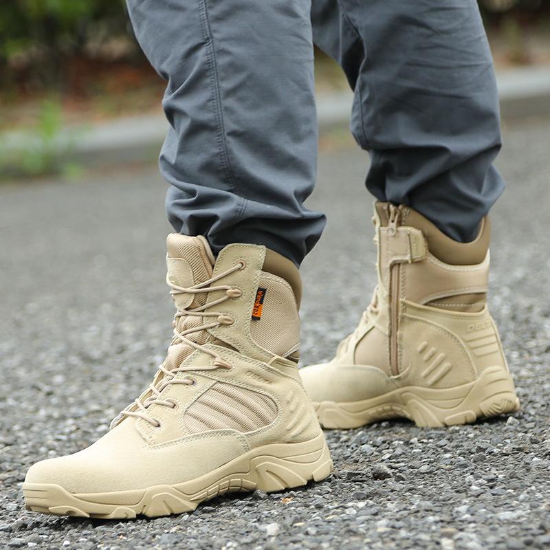 Men Military Boots Winter Leather Black Special Force Desert Ankle Combat Boots Safety Work Shoes Boots