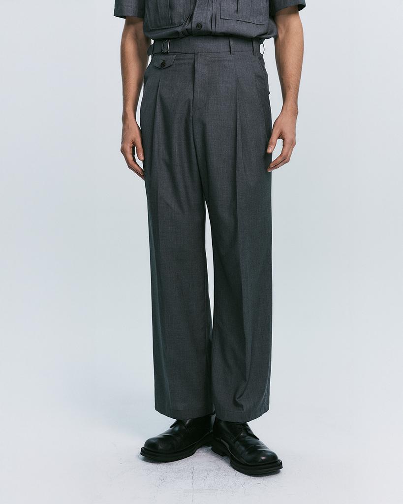 Sinkia Wool Blend Buckle Detail Trousers Steel Grey