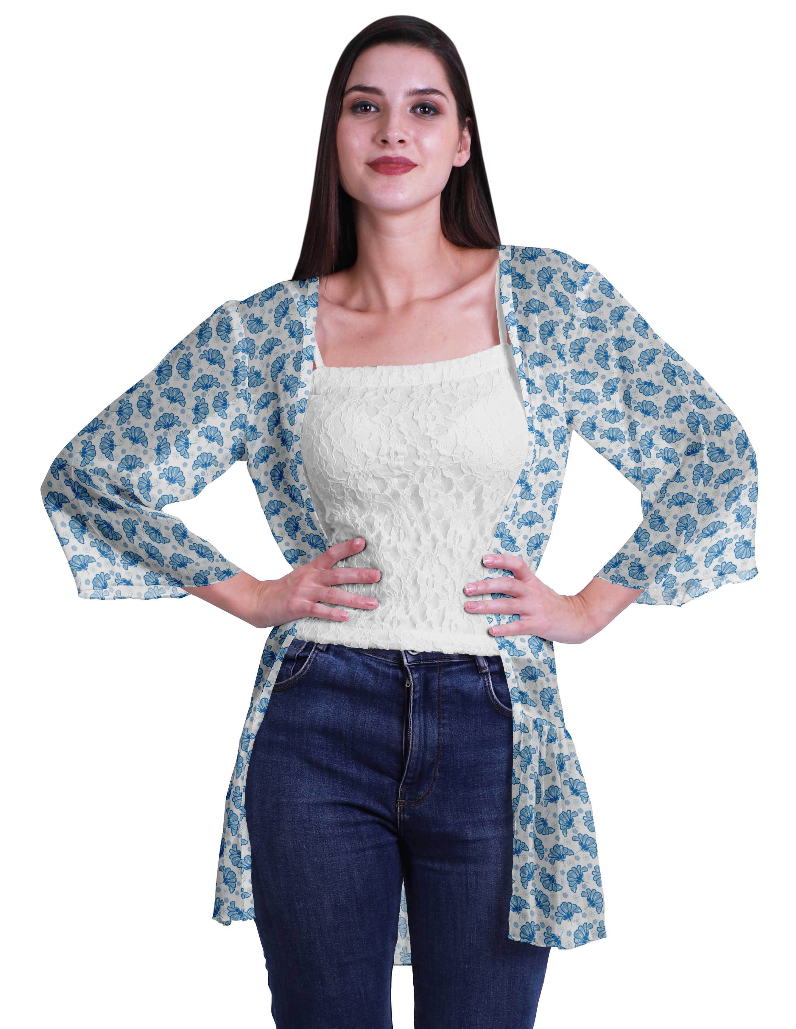 

Жіночий пляжний одяг з принтом Moomaya з коротким прикриттям Georgette XS середній синього кольору