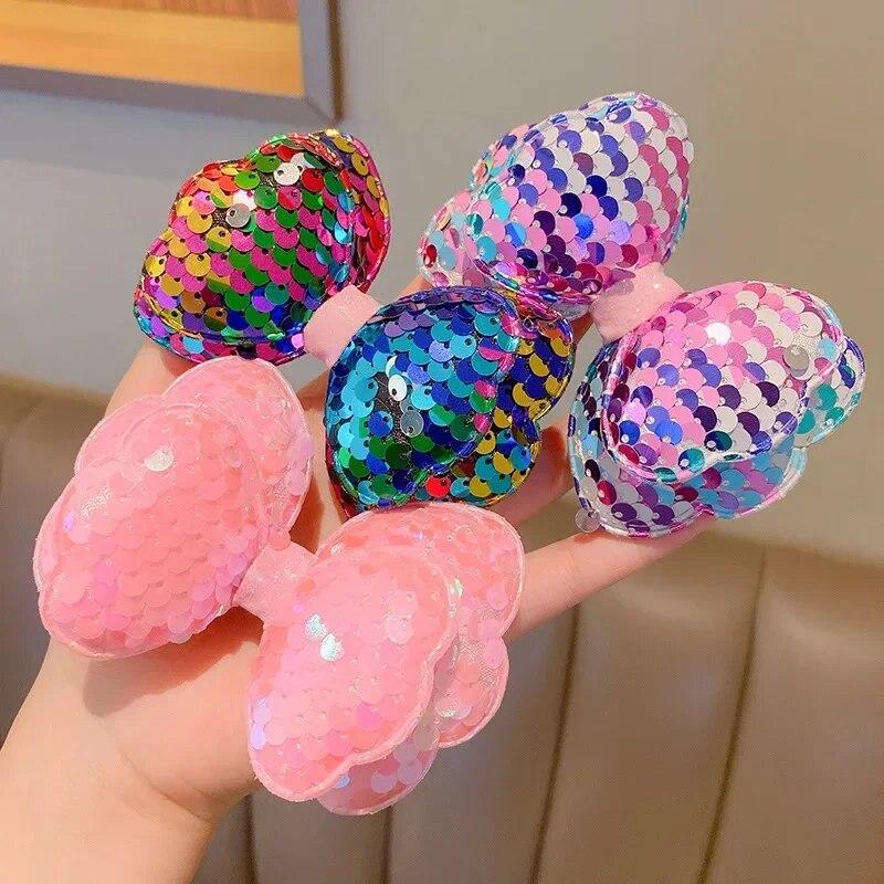 1pc Laser Sequins Bow Hair Clips Girls Children Headdress Bangs Side Duckbill Clip Sweet Cute Hair Styling Accessories Hairbands