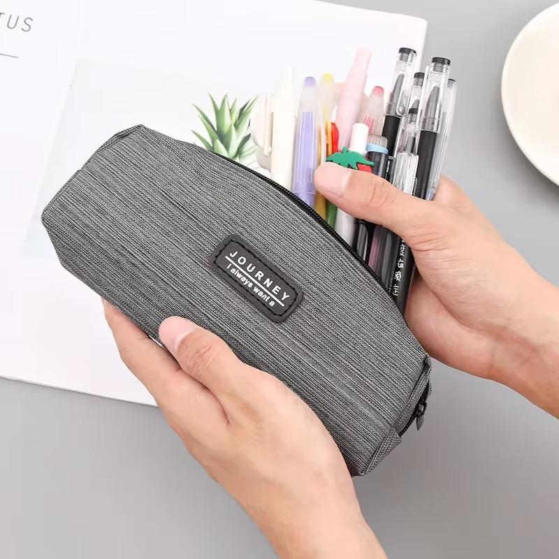 Simple and Creative Oxford Cloth Pencil Case Student Portable Horizontal Pencil Case Stationery Bag Back To School