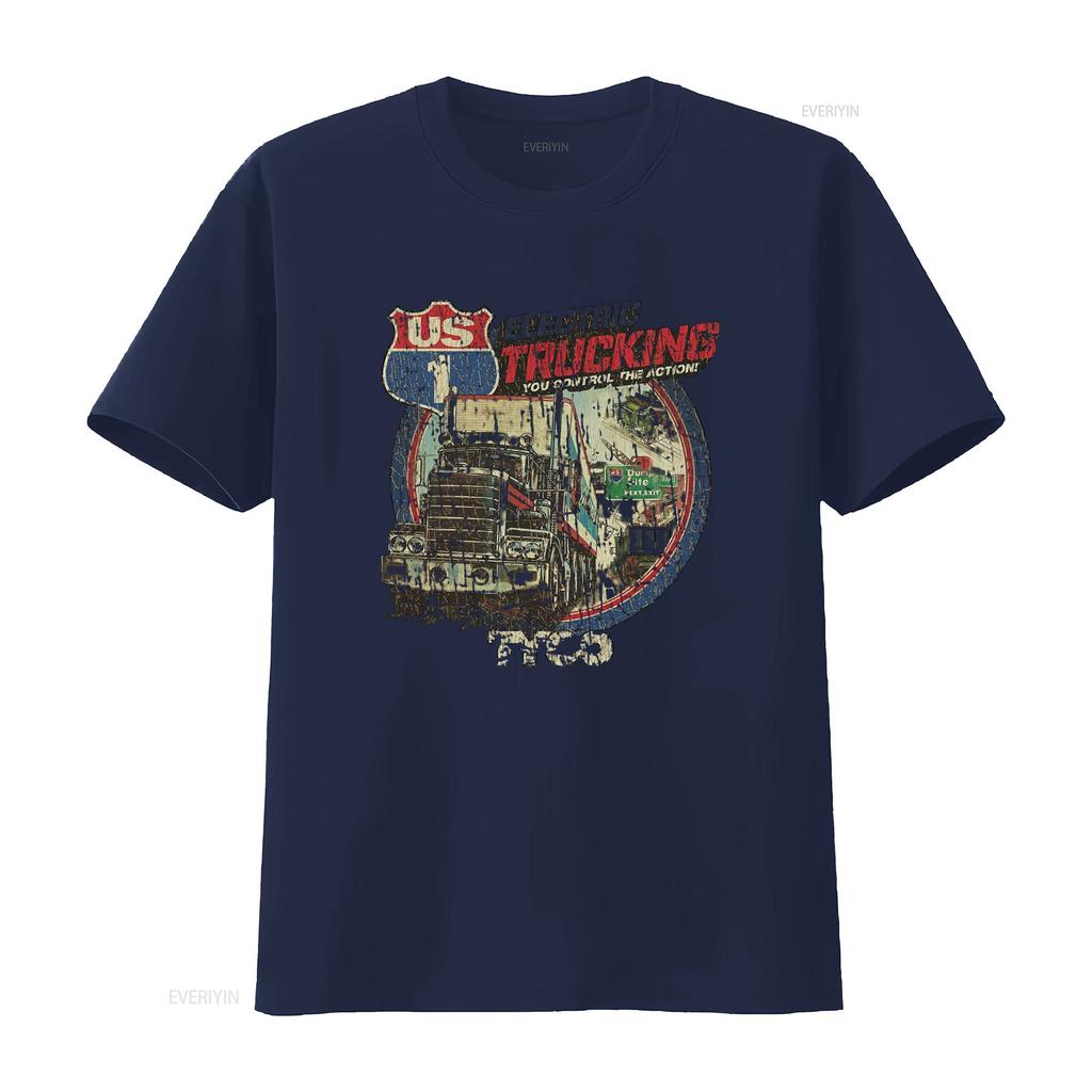 US 1 Electric Trucking 1981 Vintage Mens T Shirt Retro Truck Design Action Theme Durable Fabric vintage Washed Comfortable