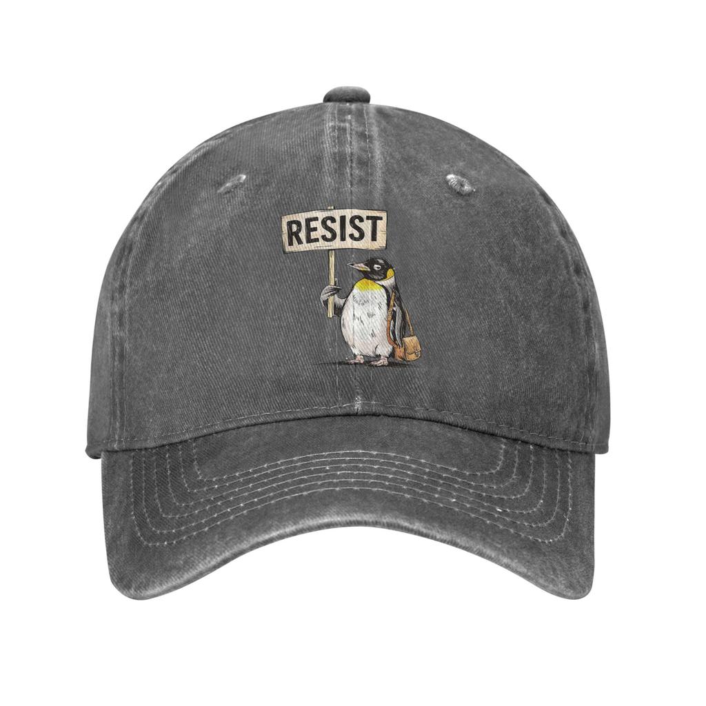Resist Penguins Anti Tariff Printed Caps for Men Women Cotton  Trucker Hat Causal Wear Baseball Cap Adjustable