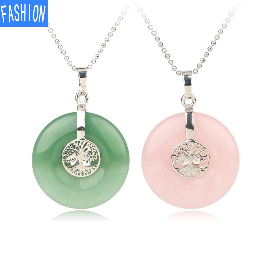 Chinese Style Peace Clasp Tree Of Life Amethyst Pendant Natural Gem Necklace