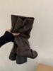 Woman Boots Knee High Platform Chunky Heels Trend Punk Gothic Rock Leather Fashion Women's Shoes Motorcycle Footwea