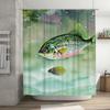 Fish-themed Waterproof Shower Curtain Set with Colorful Print for Bathroom Decor 3D Printed Fabric Door Curtains In Blue Green