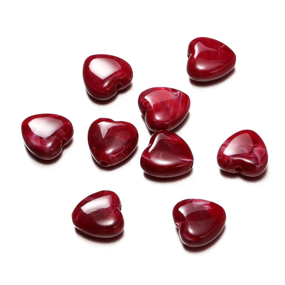 20pcs 14mm Heart Shape Sweet Acrylic Texture Plastic Loose Beads Jewelry Making DIY Crafts Findings Accessories Material