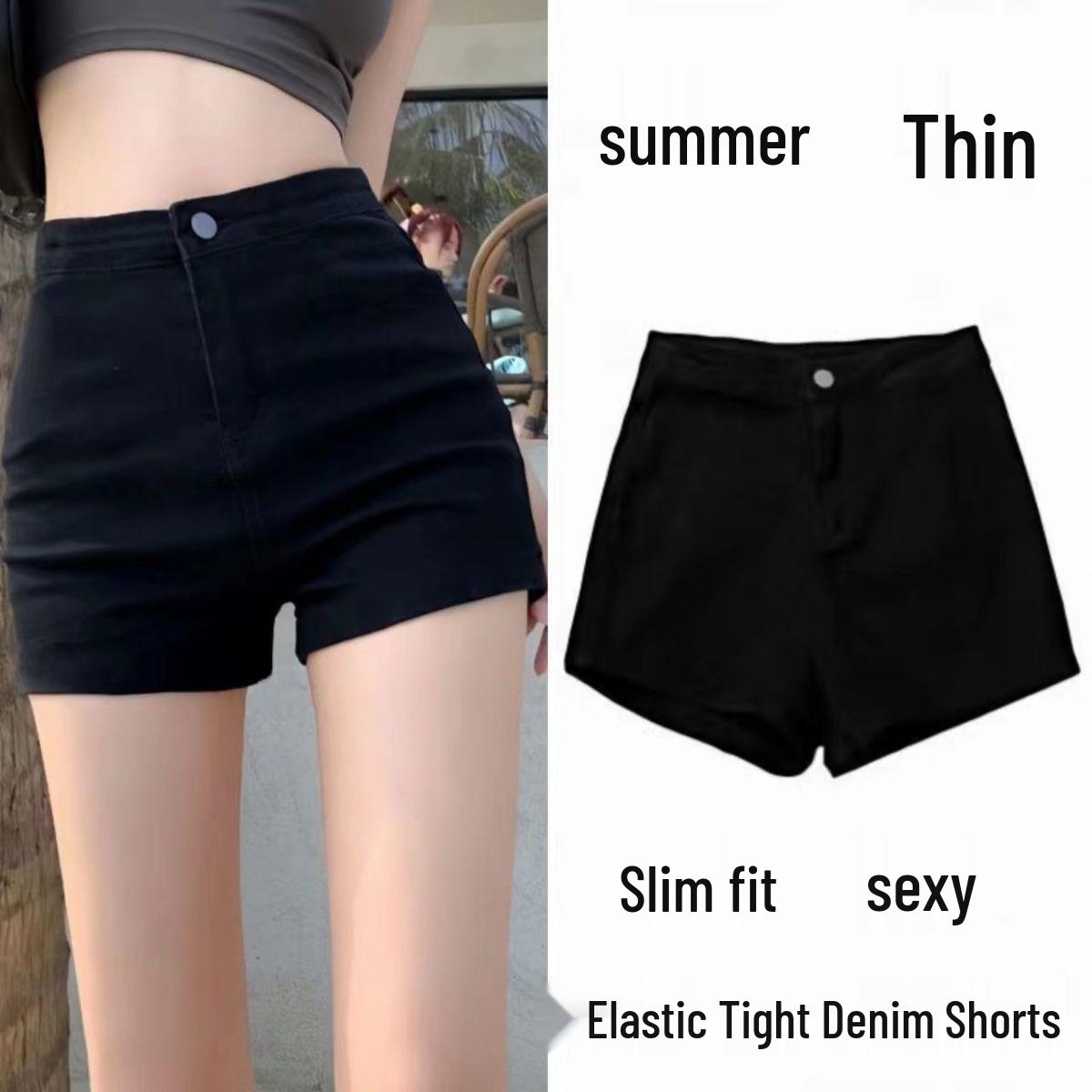 

Women s High Waist Black Denim A-line Shorts - Summer Slim Fit XS (Recommended 75-85 jin)