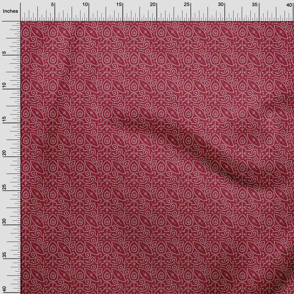 oneOone Cotton Flex Carmine Red Fabric Ethnic Bandhani Fabric For Sewing Printed Craft Fabric By The Yard 40 Inch